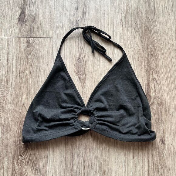 Women's Black halter top with adjustable tie back no size tag - Picture 1 of 4